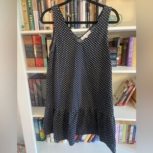 LOFT Black / Gray Polka Dot Sleeveless Dress Size Medium